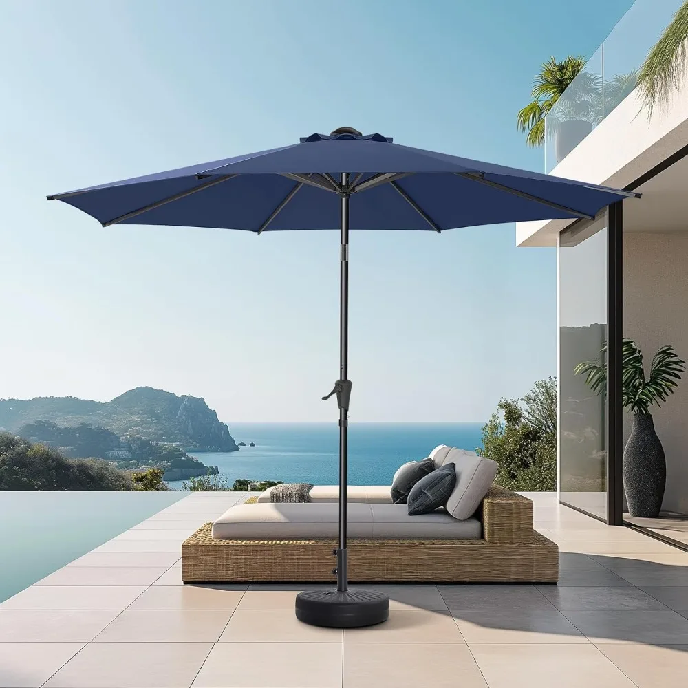 

9ft Outdoor Patio Umbrella - Market Table Pool Deck Umbrella UPF50+ UV Protection with Push Button Tilt, Crank and 8 Sturdy Ribs