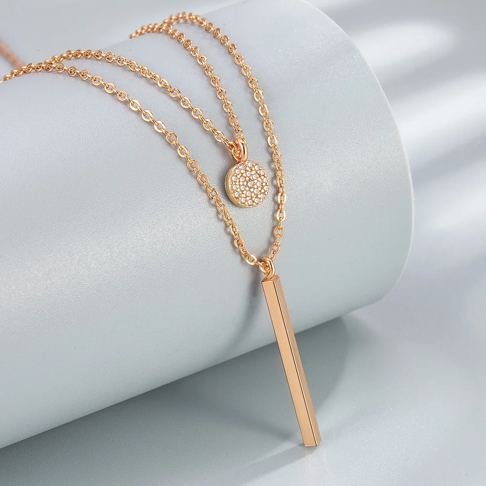 

Simulated Moissanite Loop Pendant Necklace for Women 925 Sterling Silver Double Layer Clavicle Chain Necklaces Fine Jewelry Gift