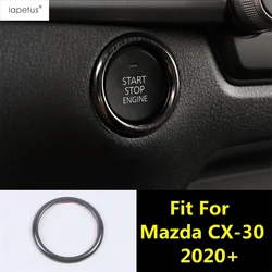 Car Engine Start Stop Button Ring Circle Decoration Cover Trims Fit For Mazda CX-30 CX30 2020 - 2024 Stainless Steel Accessories