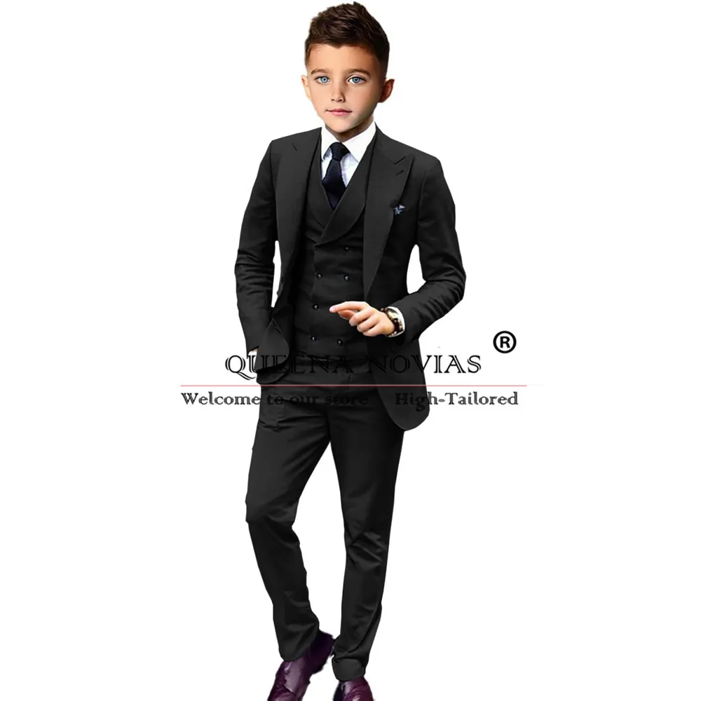 Elegant Boys Suit Formal Business 3 Piece (Jacket Pant Vest) Kids Graduation Party Clothes Slim Fit Children Wedding Tuxedo 2-16