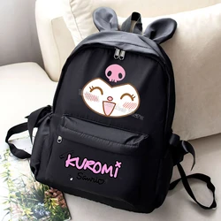 Kuromi New Backpack Cute Cartoon Rabbit Ear Schoolbag Children Sanrio Figure Black Backpack Student Large-capacity Bags Kid Gift