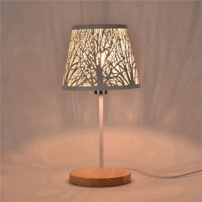 ABJN-2X Small Lamp Shade,Barrel Metal Lampshade With Pattern Of Trees For Table Chandelier Wall Lamp White