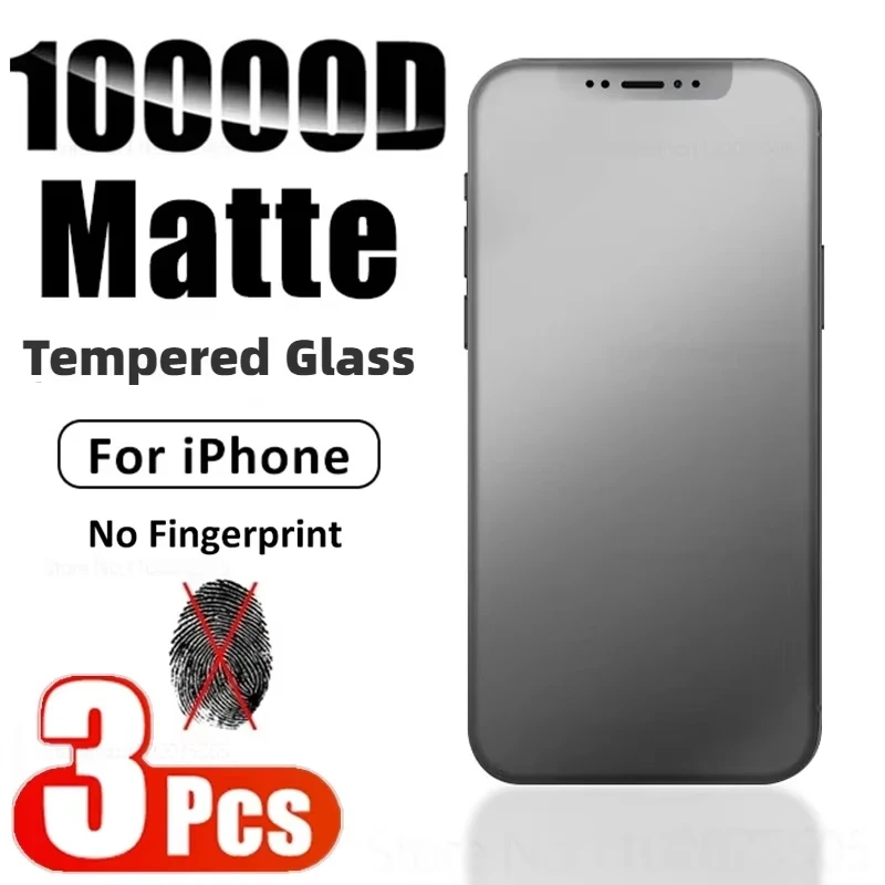 

3Pcs 9H Full Cover Matte Tempered Glass for iPhone 14 13 Pro Max 11 12 16 16e 15 14 XS X XR SE 7 8 Plus Frosted Screen Protector