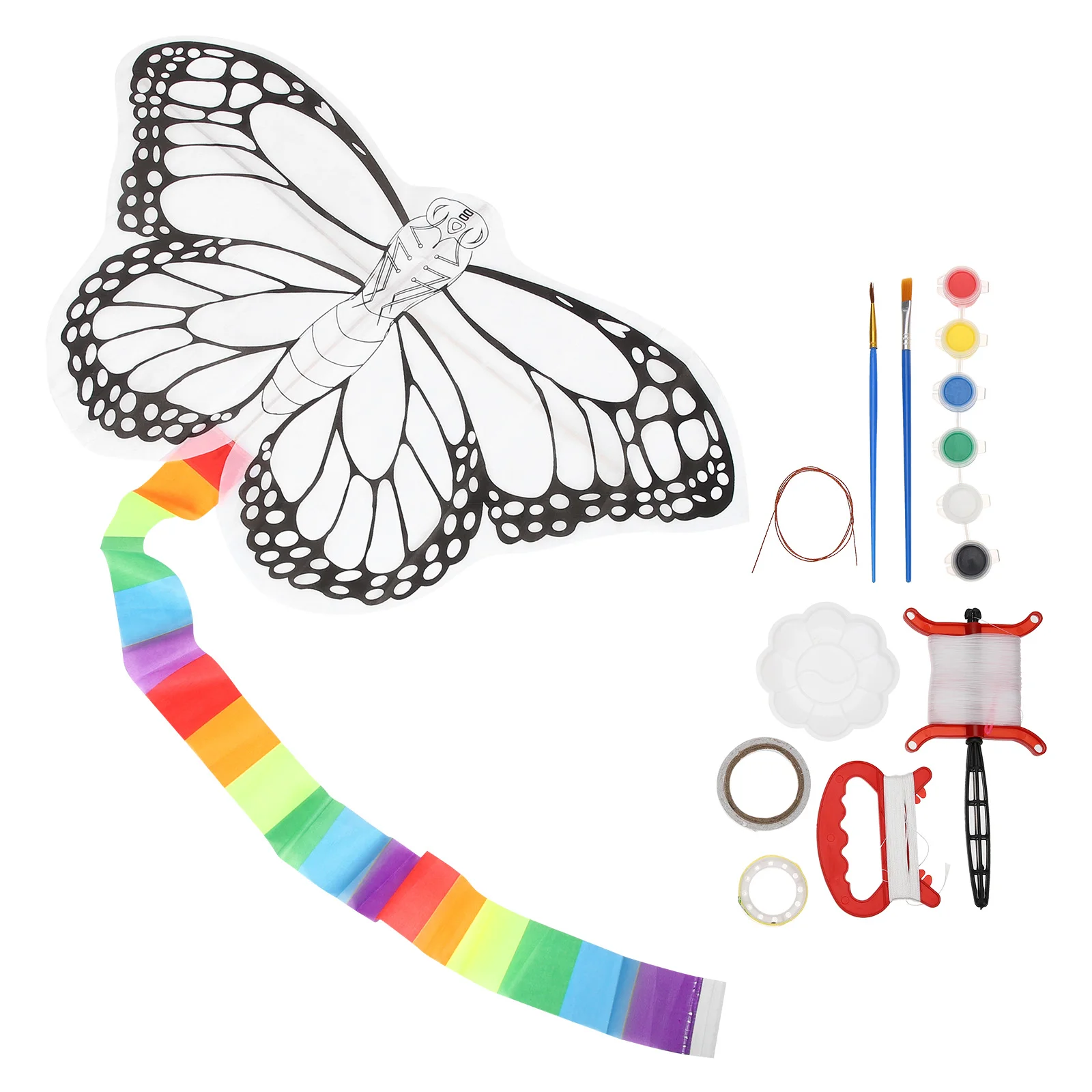 

DIY Kite Material Bag Kids Kites Ages 4-8 Butterfly Blank Lightweight Portable Kite Making Kit for Toddlers Outdoor Toys