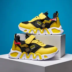 Zapatillas deportivas de malla para niños, zapatos informales para correr, color amarillo, 2023