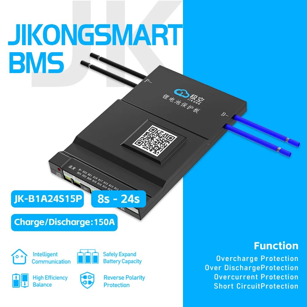 

JIKONG BMS JK B1A20S15P B1A24S15P 150A with 1A Active Balance for 8S-24S JK Smart BMS LiFePO4 Li-ion LTO Battery Bluetooth APP