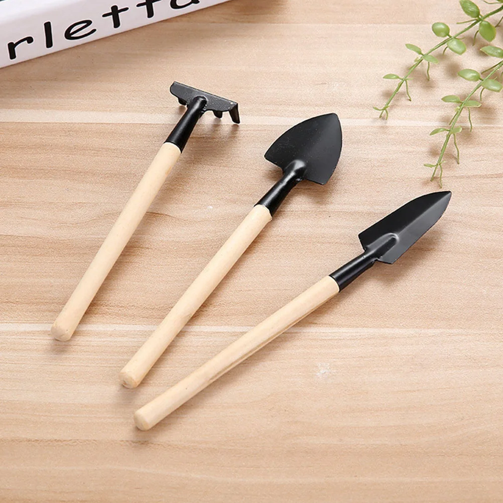 2 Sets Mini Tool Gardening Rake Tools Hand Fork Transplanting Plants Manual Root Trowel Wood Child Kids