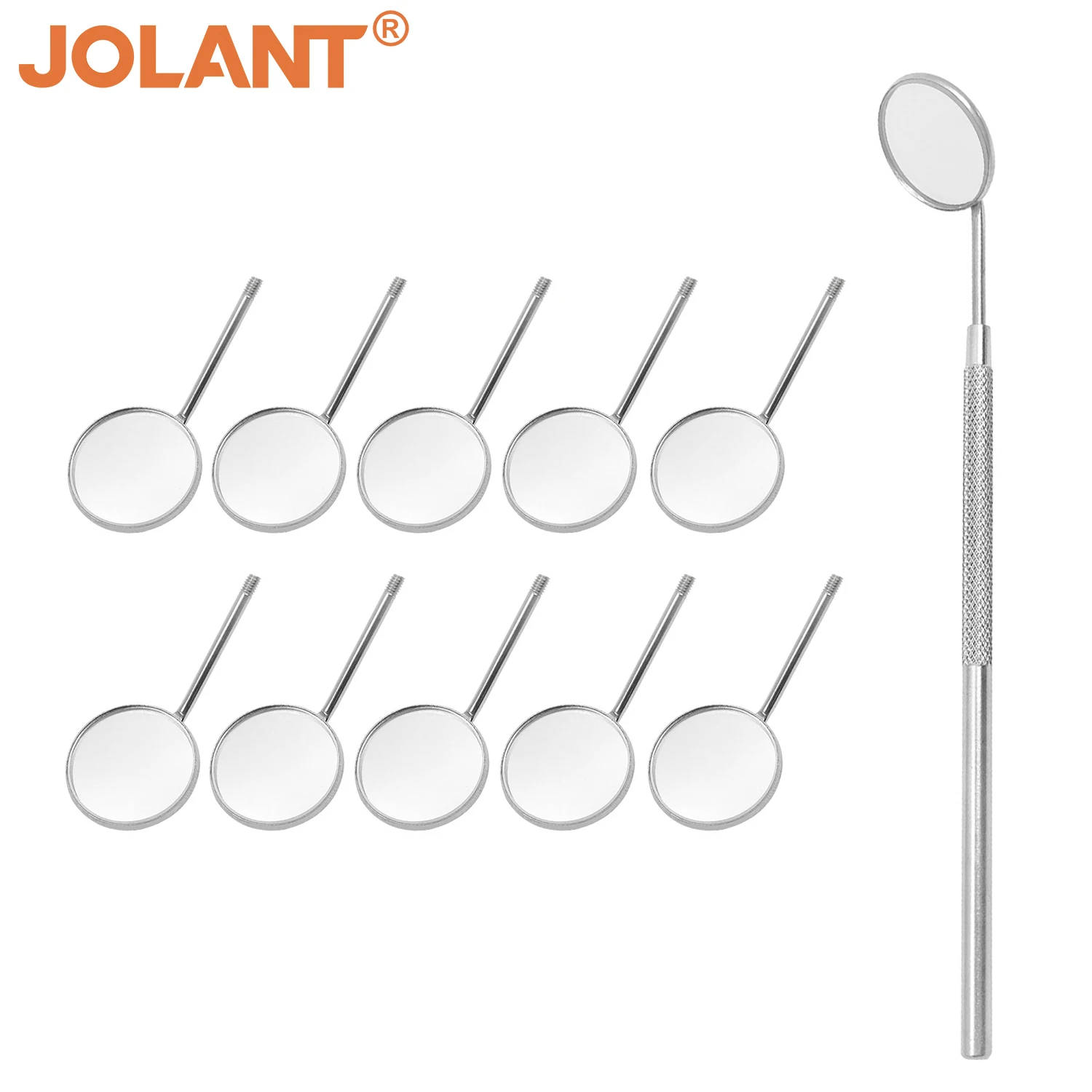 

JOLANT Dental Stainless Steel Mouth Mirror Reflector 4# 5# Dental 10 Pieces Mouth Mirror With Handle Oral Care Dental Tools