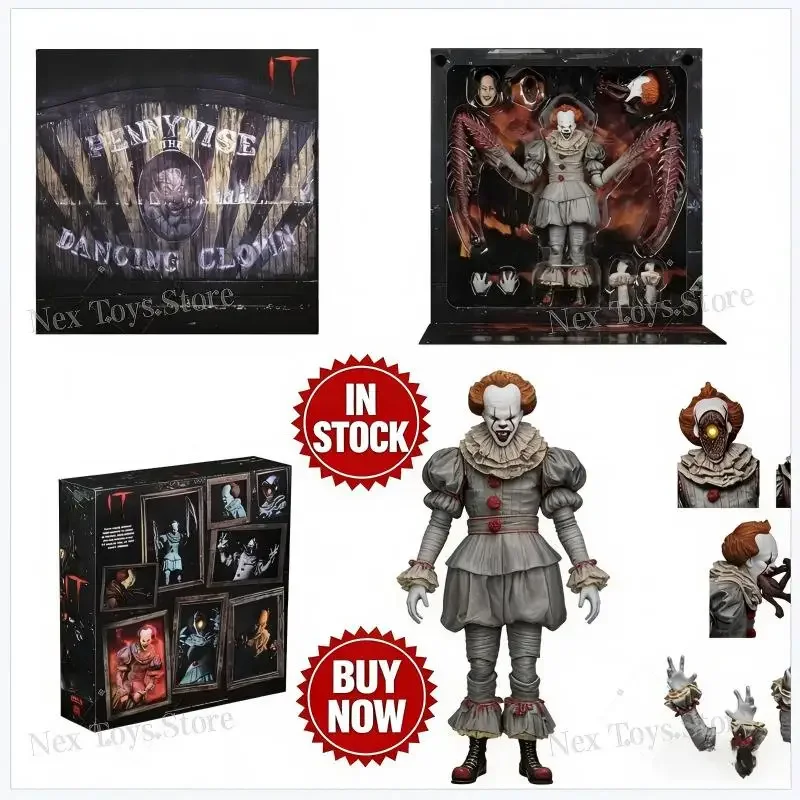 

In Stock HOT NECA Pennywise Joker Action Figure Horror Doll Model Halloween Christmas Birthday Gifts