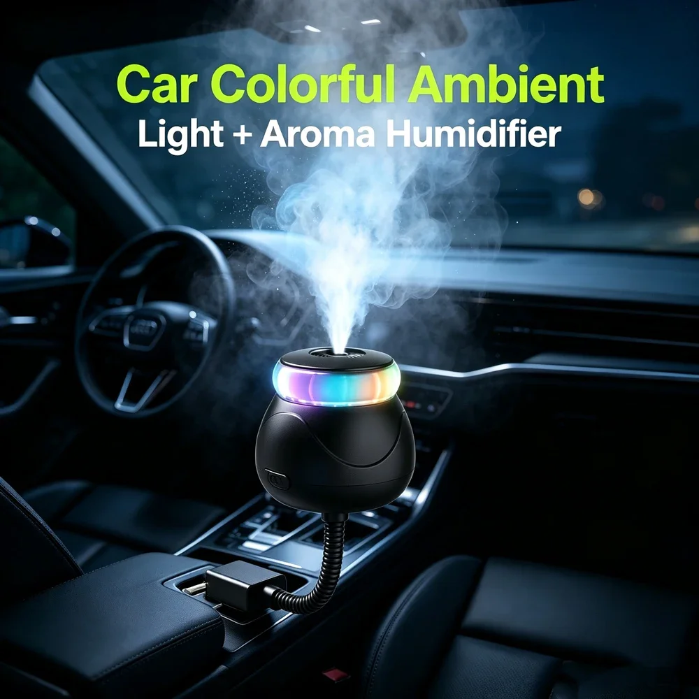20ML Mini USB Air Humidifier Electric Aroma Diffuser Essential Oil Purifier Aromatherapy Color Lights for Car Home Bedroom