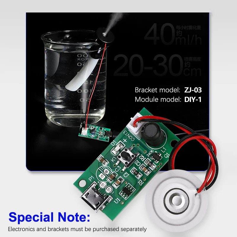 Mini Humidificateur USB, Analyste de Bricolage, Brumisateur, Pilote, Circuit Imprimé, Brumisateur, Atomisation, Film, Atomiseur, Feuille, Mini Osccorporelle, 1 Pièce