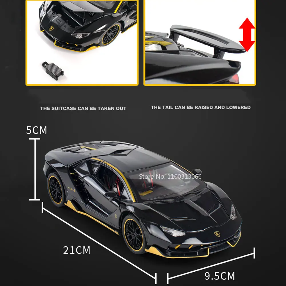 Lambo-Coche de juguete de aleación de LP770-4, vehículo todoterreno de Metal, 4 puertas abiertas con retroceso, juguetes coleccionables para niños,