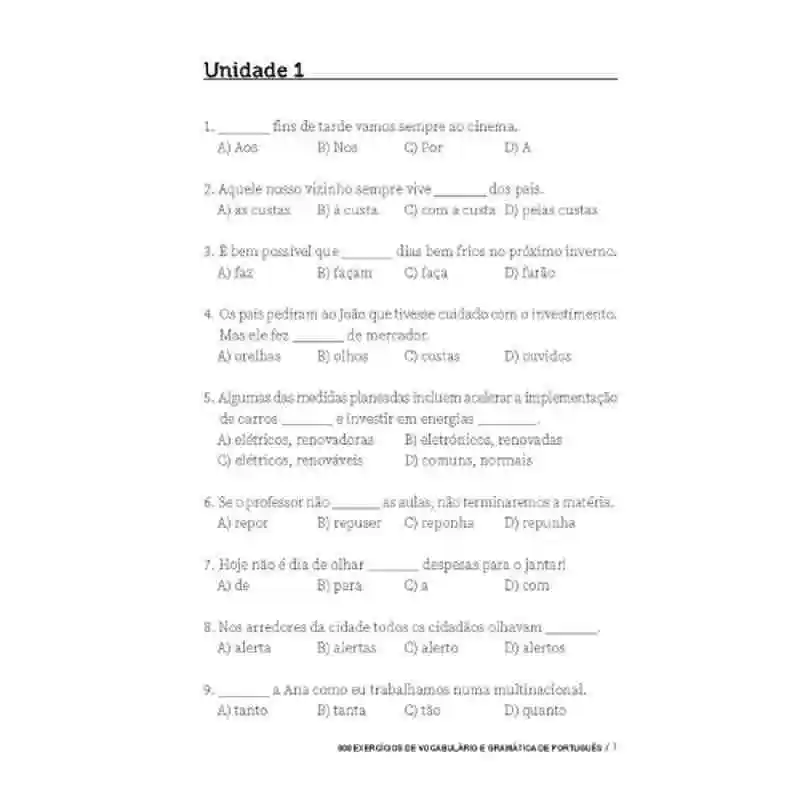 Portuguese Grammar and Vocabulary Exercises Break Through 800 Questions / EXERCÍCIOS DE VOCABULÁRIO DE GRAMÁTICA E PORTUGUÊS