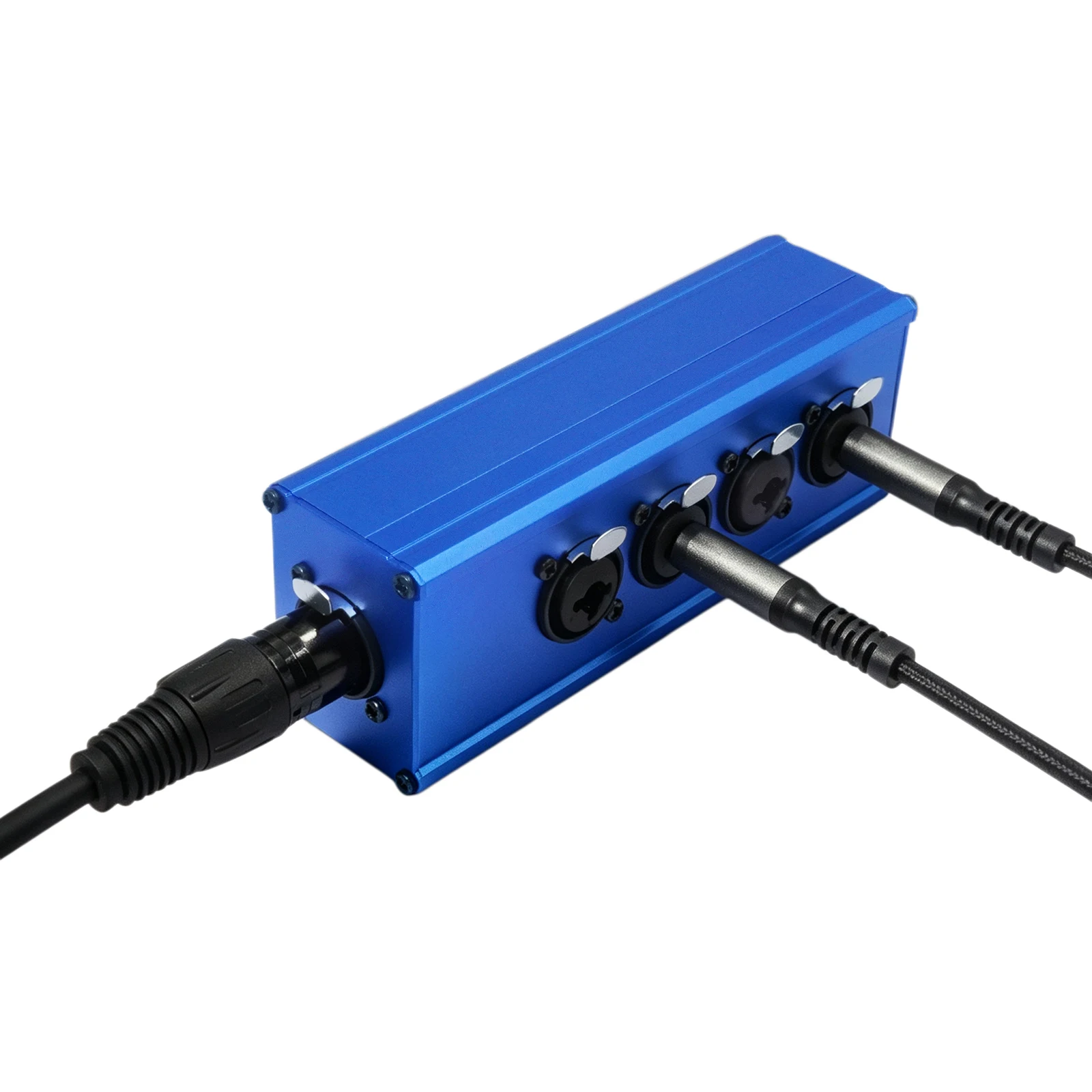 1/4 Female XLR Jack 4 in 1 Audio Combiner Passive Balanced Signal Blue Anodized Aluminum