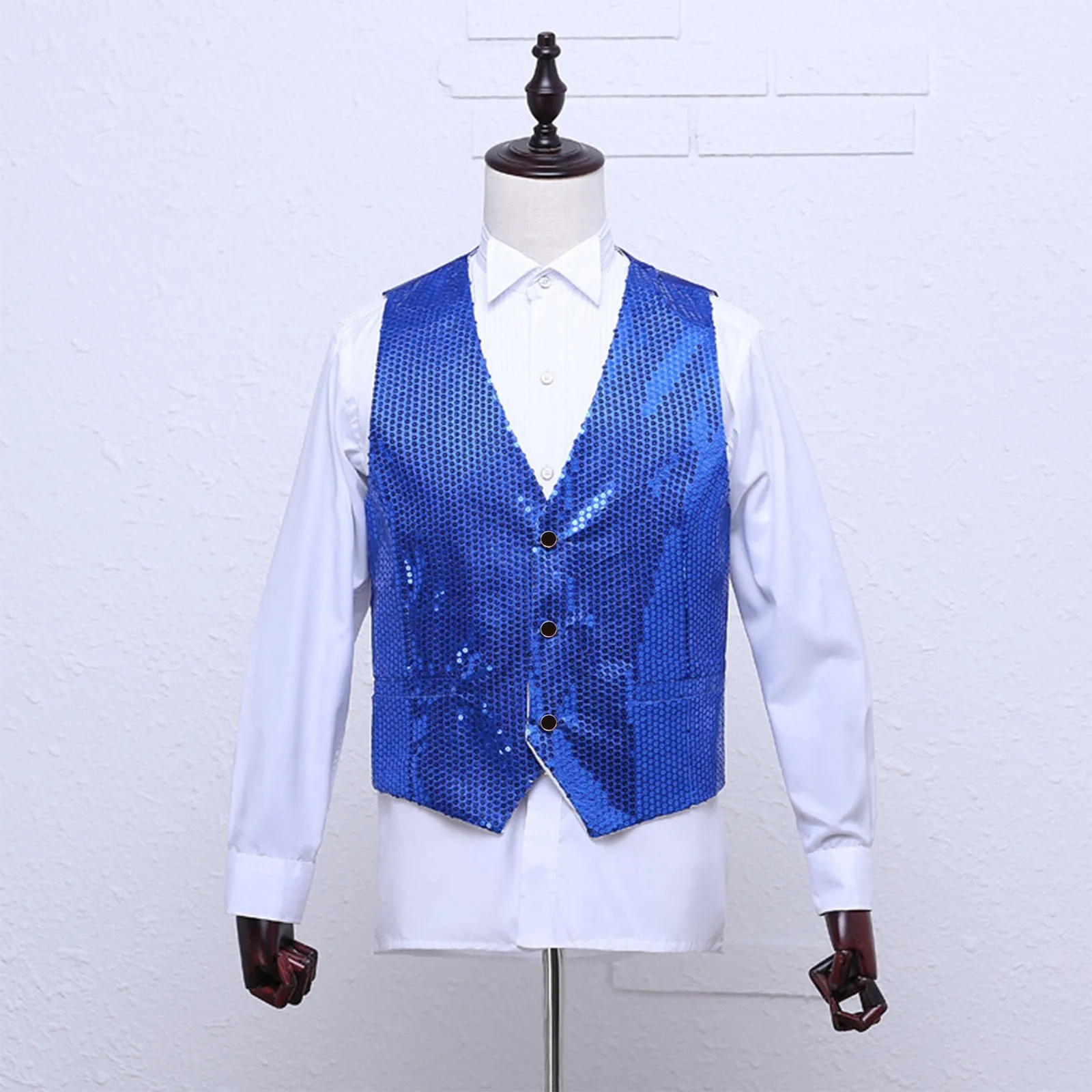 

Shiny Sequins Men's Suit Vest Slim Fit Business Wedding Tank Tops Vintage Satge Performance Blazer Jackets For Men Suit Coat