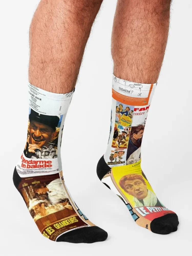 Louis de Funes Movie Poster Compilation Poster v2 Socks valentine gift ideas hiphop hockey Men\'s Socks Women\'s