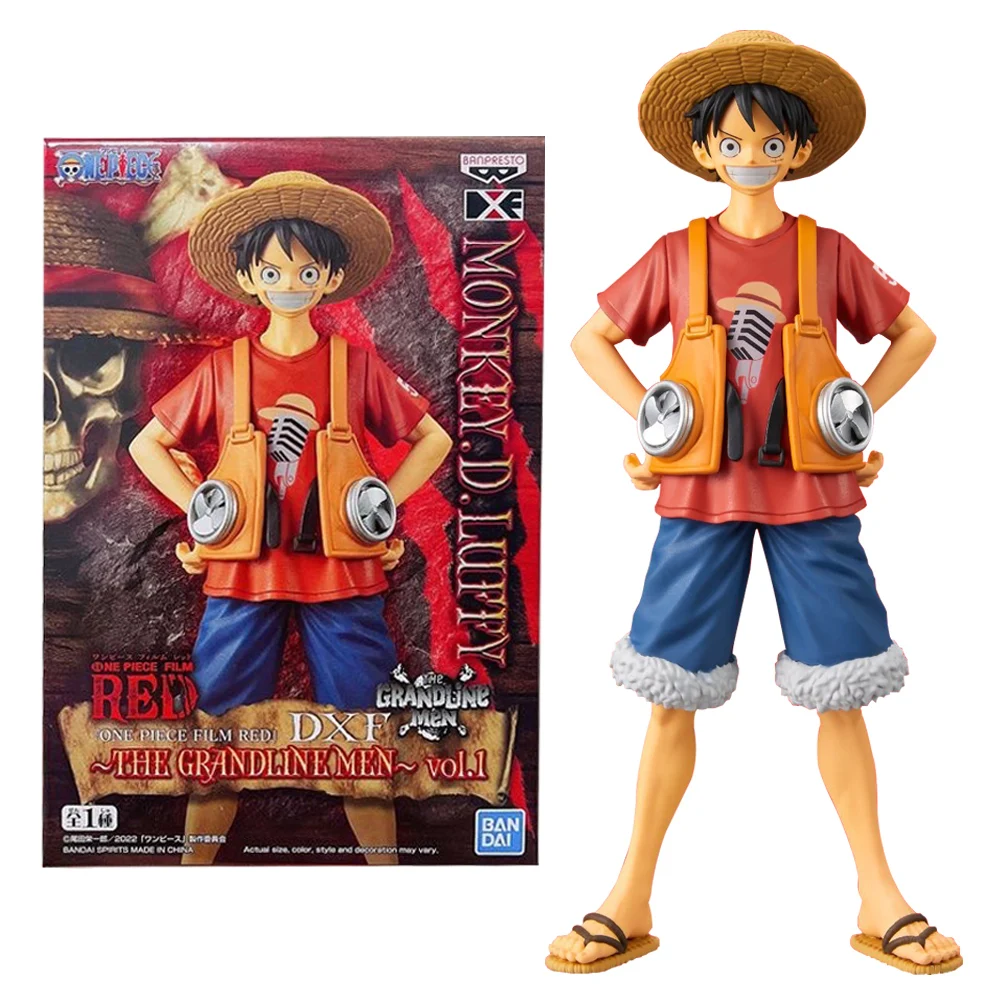 18CM Anime DXF Monkey D. Luffy FILM RED Holiday Clothing Standing Model Toy Gift Theater Version Collection Action Figure PVC