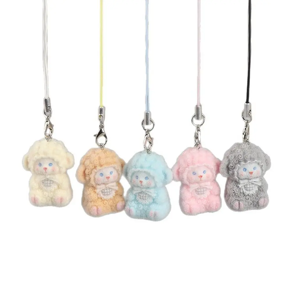 Sheep Pattern Flocking Sheep Keychain Bag Charm Phone Strap Handmade Bag Charms Handmade Craft Car Keychain Accessories