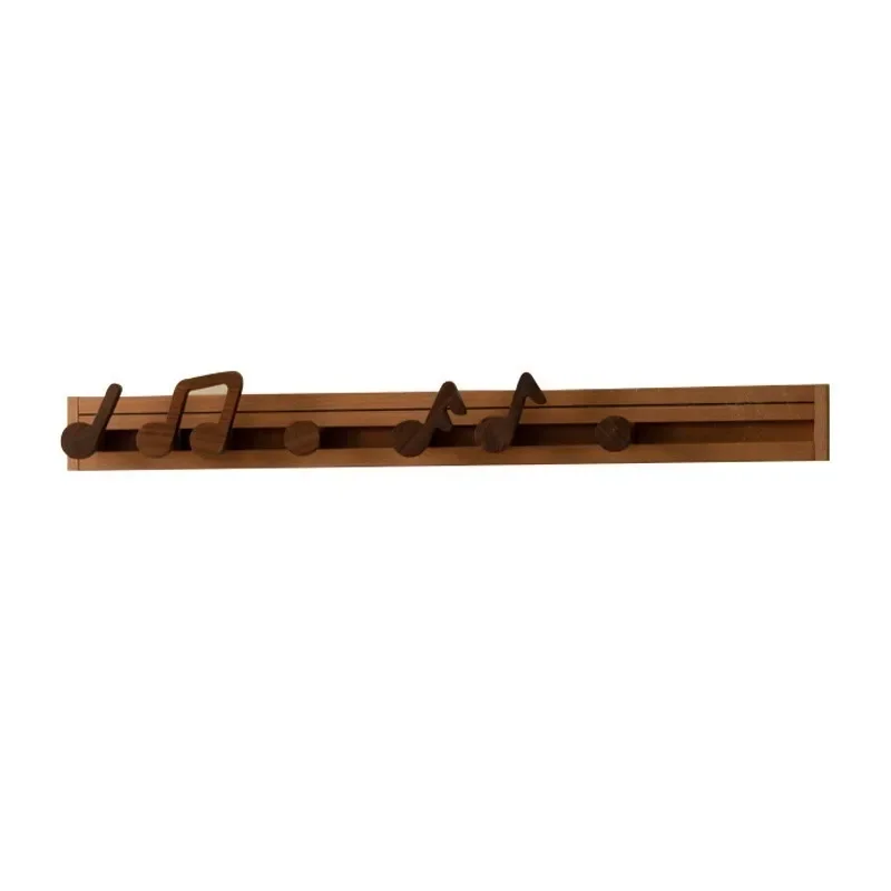 Nordic Solid Wood Coat Rack Wall Mounted Creative Towel Holder Mobile Musical Note Clothes Rack Storage Shelves Furniture