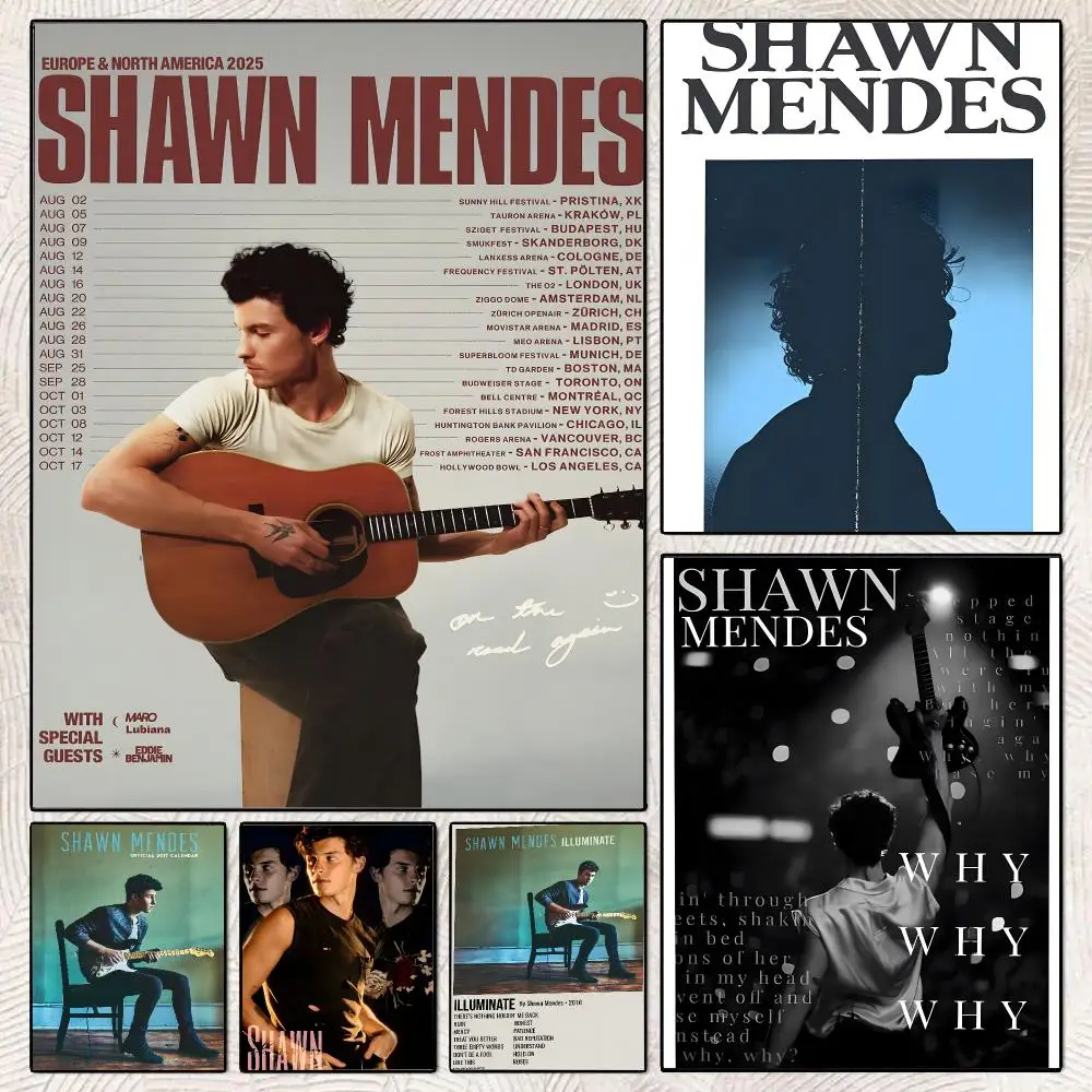 S-Shawn Mendes Singer Poster Decorative Wall Art Stickers Mural For Home Living Room Hallway Decor Gift