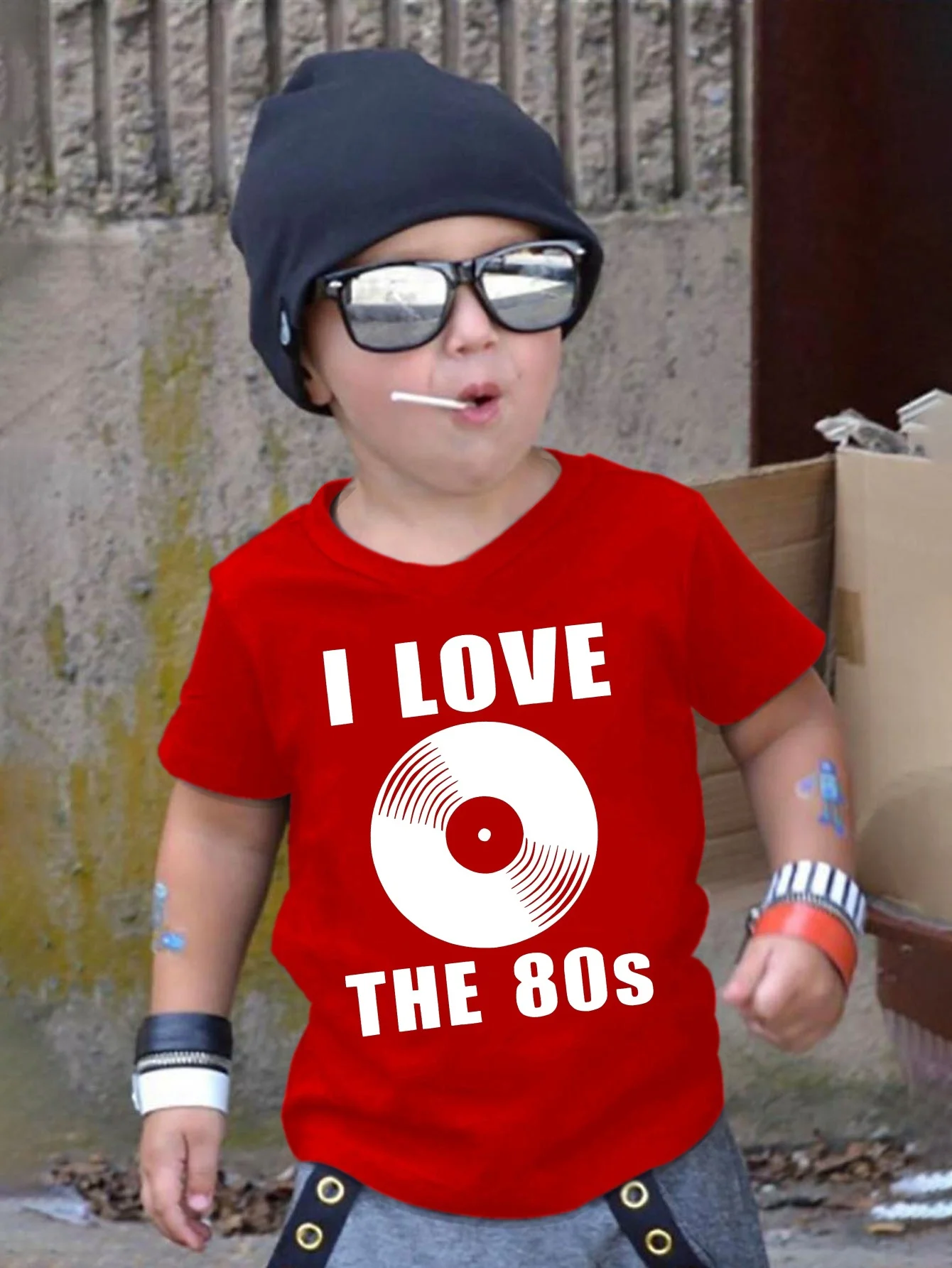 Retro Vinyl Record I Love The 80s Kids T Shirt Boys Girls Short Sleeve Tee Family Matching Children Casual Daily Wear Top