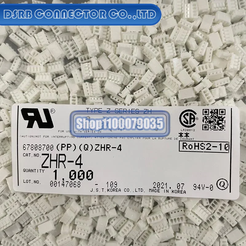 

100pcs/lot ZHR-4 Plastic shell 4P 1.5MM legs width 100% New and Original