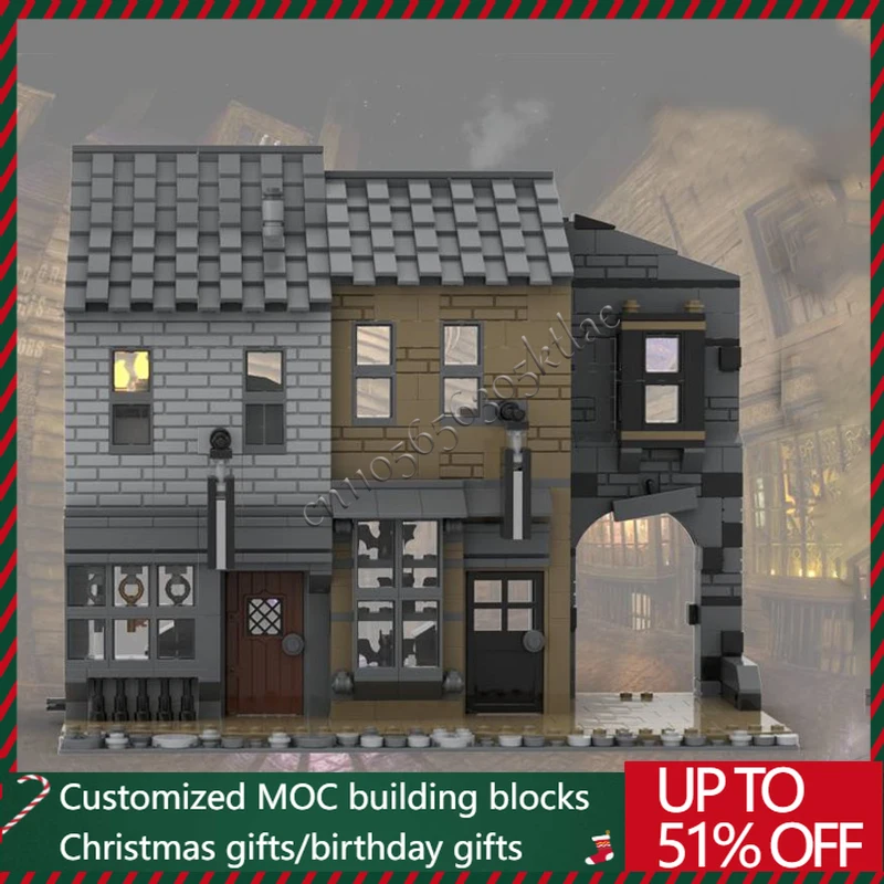 

914 шт. MOC, креативный магазин на чердаке, замена ключей, строительство, загадочная модель MOC, здание, тональный крем «сделай сам», головоломка, детские игрушки, подарки