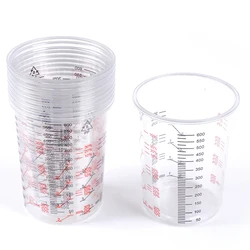 10Pcs 600ml Plastic Paint Mixing Cups Mixing Pot Paint Mixing Calibrated Cup