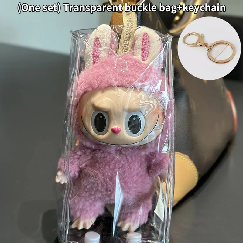 1PC Transparent Mystery Box Keychain Wallet Organizer Box Labubu Dolls Storage Pouch Keychain Bag Storage Pouch