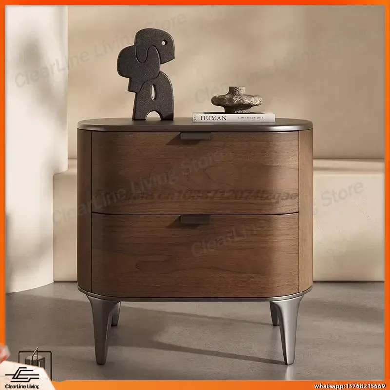 

Luxury Modern Wooden Nightstand Bedside Table Solid Wood Lacquer Storage Cabinet for Bedroom Home Office Furniture Lab