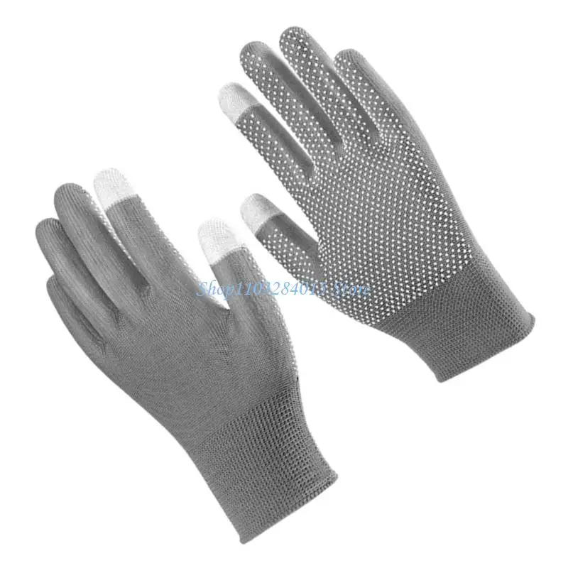 R6FF Touch Display Compatível Luvas Trabalho Revestimento Antiderrapante Para Manuseio Materiais 2pcs