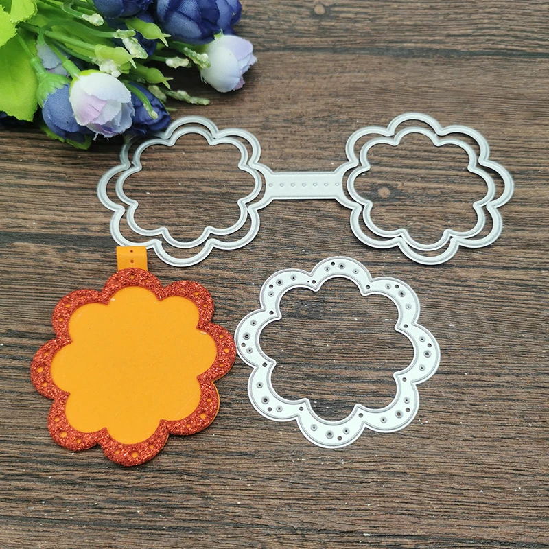 Flower Shape Keychain Shaker Metal Cutting Dies Stencil Scrapbooking Photo Album Card Paper Embossing Craft DIY