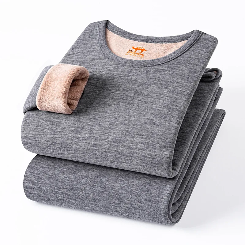 Men's Thermal Underwear Set Super-thick Lining Fleece Tops + Pants Comfortable Skin-friendly Elastic Cold-proof 2 Piece Sets
