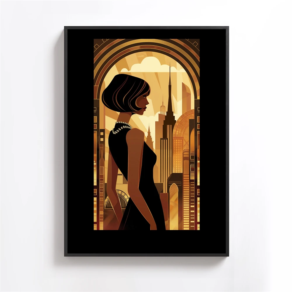 Modern Dark Art Decor Woman Poster Canvas Painting 1920s Style Print Bedroom Decor Birthday Gift Home Wall Canvas Painting