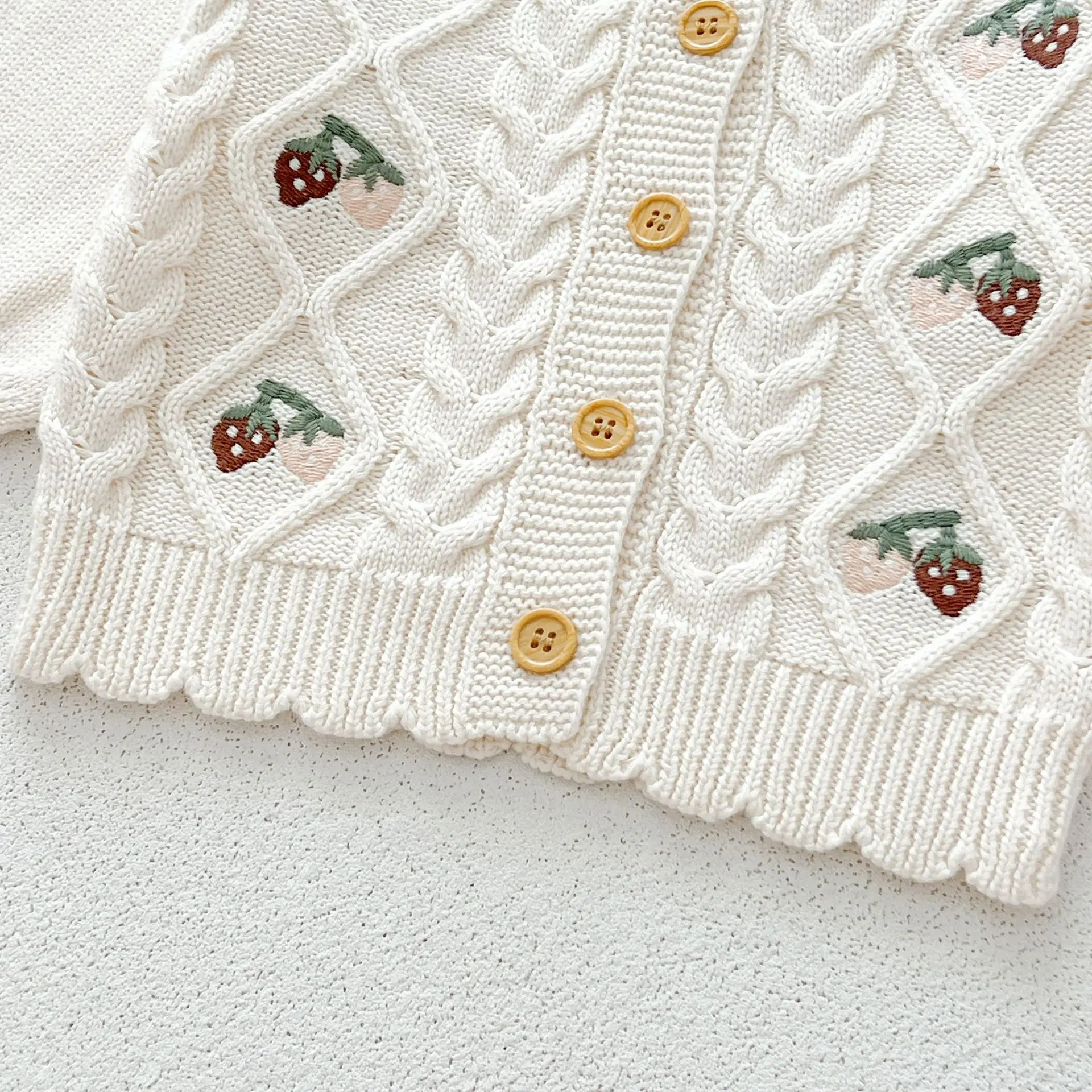 Autumn Newborn Infant Baby Girls Knit Romper + Strawberries Embroider Sweater Cardigan Kids Onepiece Fashion Baby Clothing