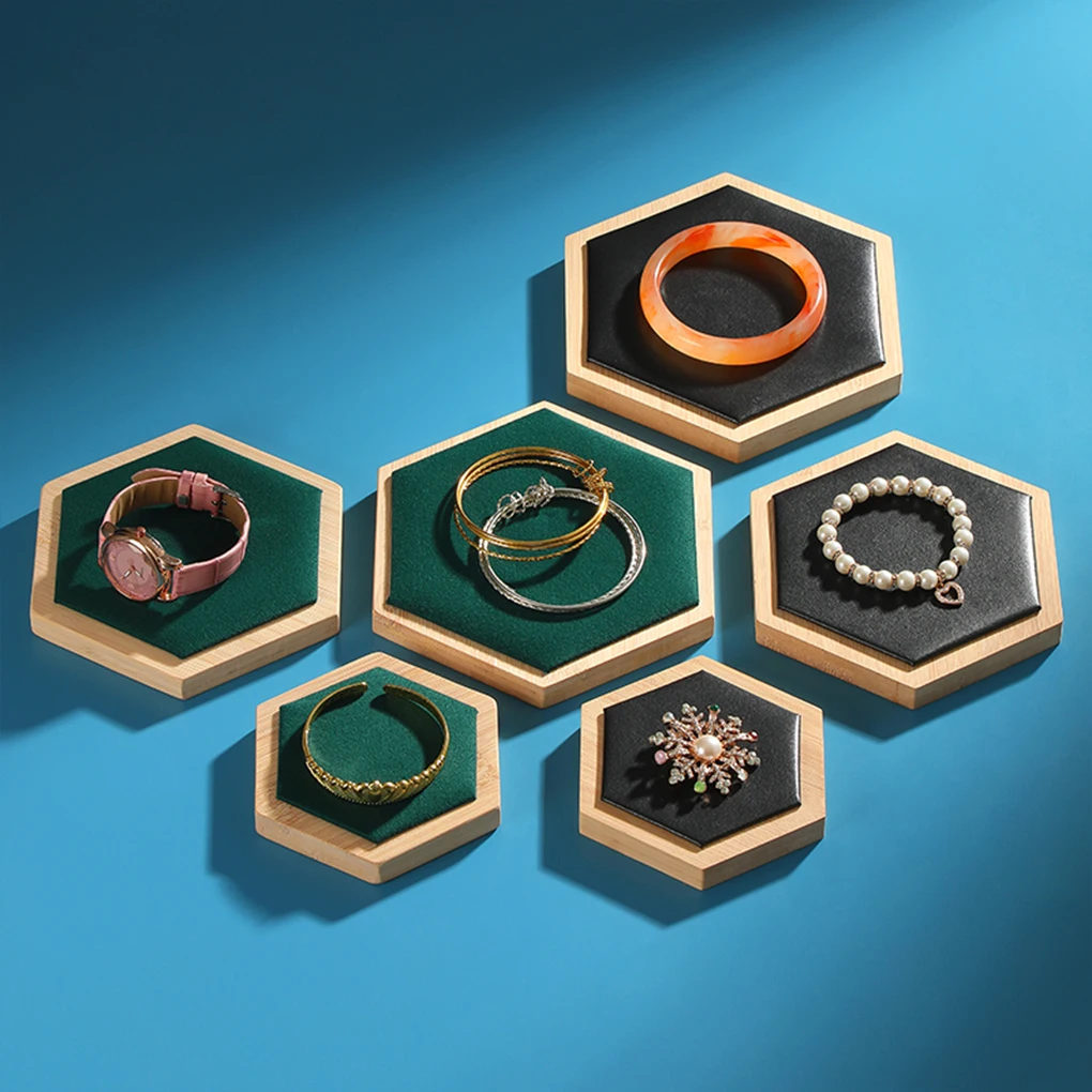 

3pieces Velvet Surface Hexagon Display Tray Soft Texture And Scratch-proof Protection For Cherished
