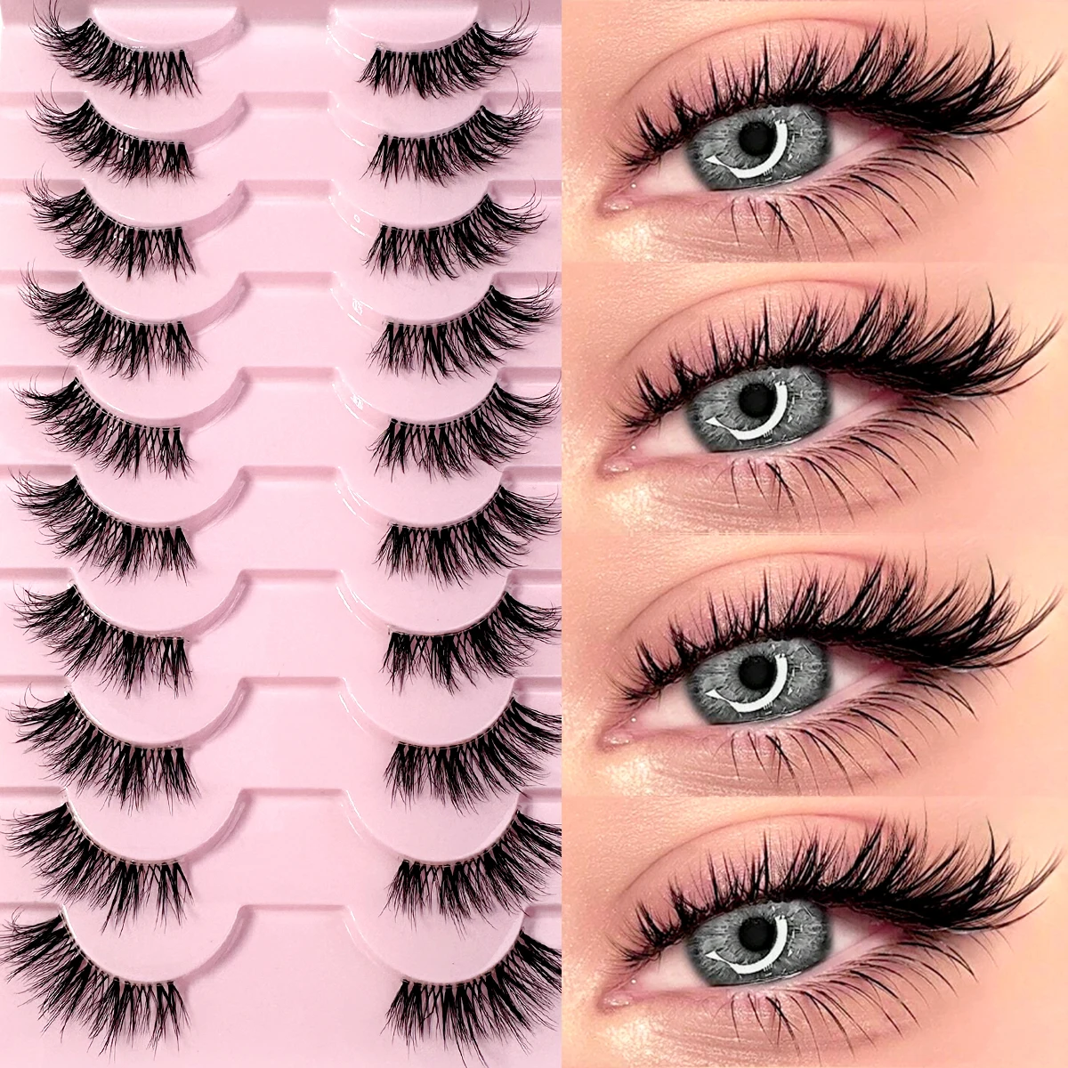 Neue Halbwimpern, Falsche Wimpern, 10 Paar 3D Nerzwimpern, Natürliche Wimpernverlängerung, Katzenaugen-Wimpern, Make-up, Faux Cils, Fuchswimpern