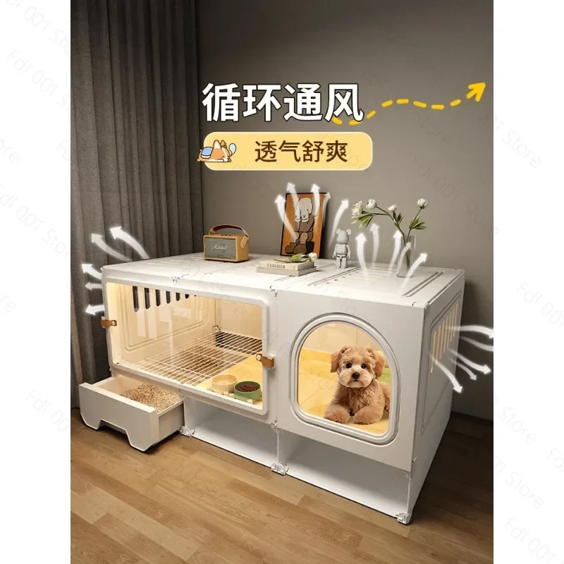 Dog Crate With Separate Toilet Small Dog House Indoor Pet Villa