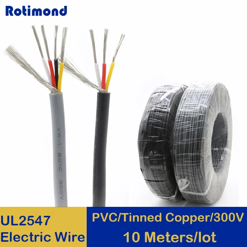 

10M UL2547 Shielded Wire 30AWG 28AWG 26AWG 24AWG 22AWG 20AWG Audio 2 3 4 5 6 7 Cores Headphone Control Copper Signal Cable