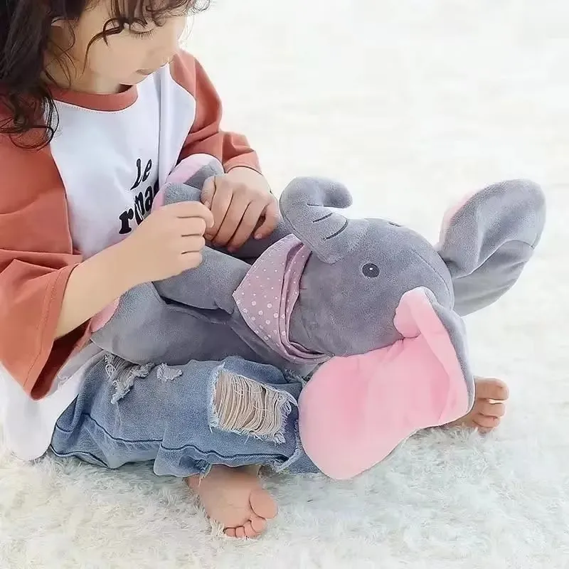 2024 New Hide-and-seek Elephant Plush Toy Baby Hide-and-seek Game Toy Singing Interactive Musical Toys Gifts