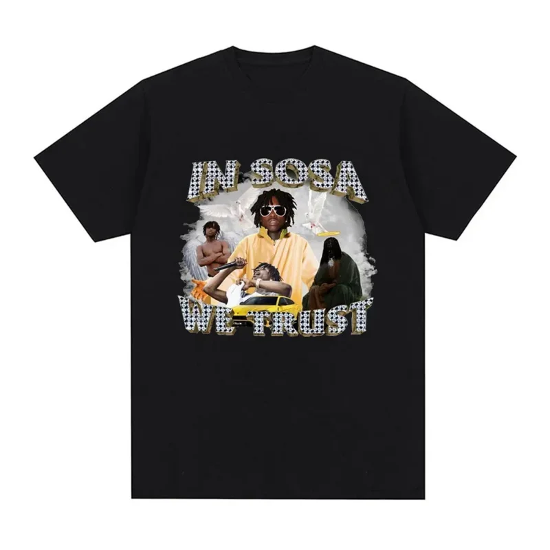 

In Sosa We Trust Chief Keef Graphic T Shirt Men's Fashion Vintage Short Sleeve T-shirt Casual Oversized T-shirts Tops Streetwear