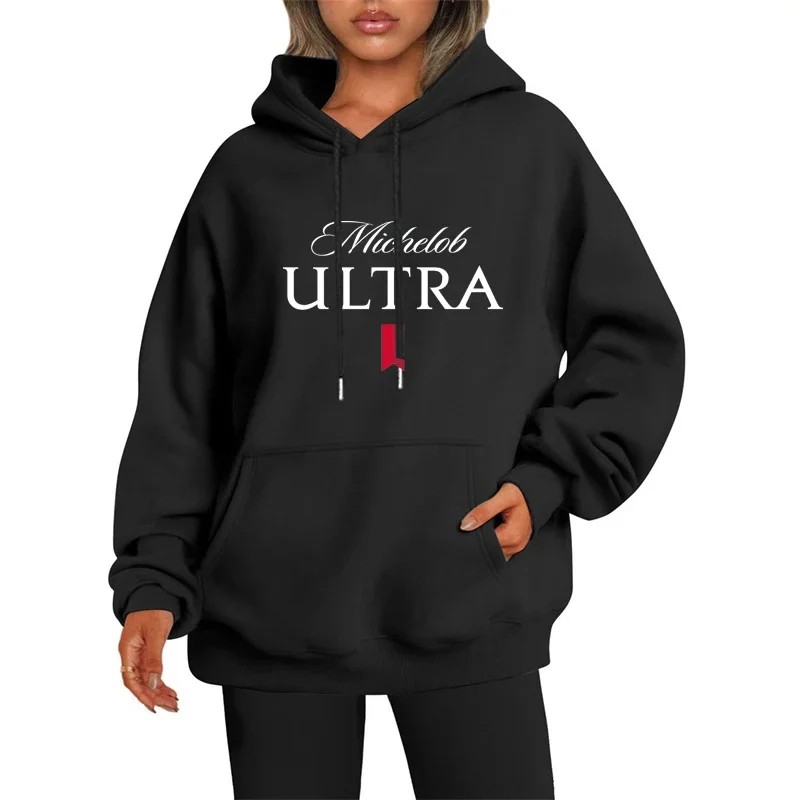 Autumn Winter Michelob Ultra Hoodie Women Pullover Sweatshirt Female Luxury Streetwear Solid Hooded Pullovers Tops Clothing