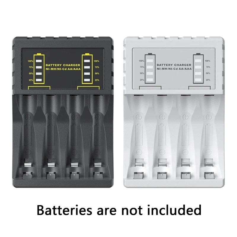 เครื่องชาร์จแบตเตอรี่4ช่องเครื่องชาร์จ USB Type-C อัจฉริยะสำหรับ AAA/AA NiPh/Ni-CD พร้อมไฟแสดงสถานะ LED