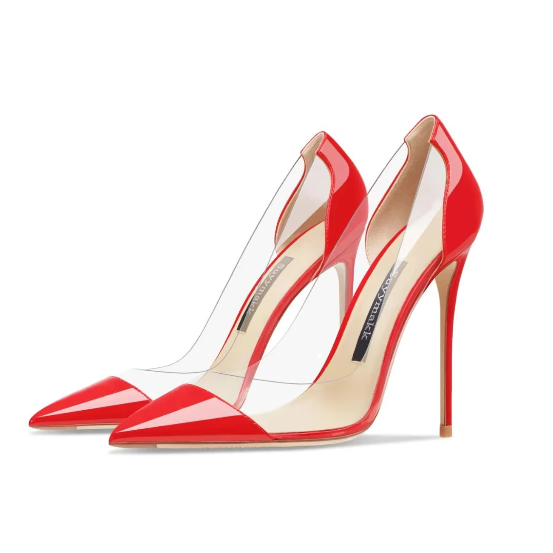 

Transparent Red High Heel Women's Shoes 2025 Summer Fashion Sexy Fairy Crystal Painted Leather Single Shoes