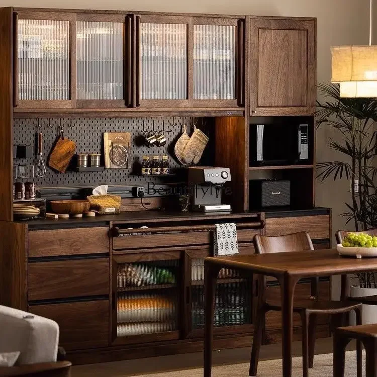 LXTea and meal side solid wood rock slab cabinet storage living room integrated wall wine cabinetSSS