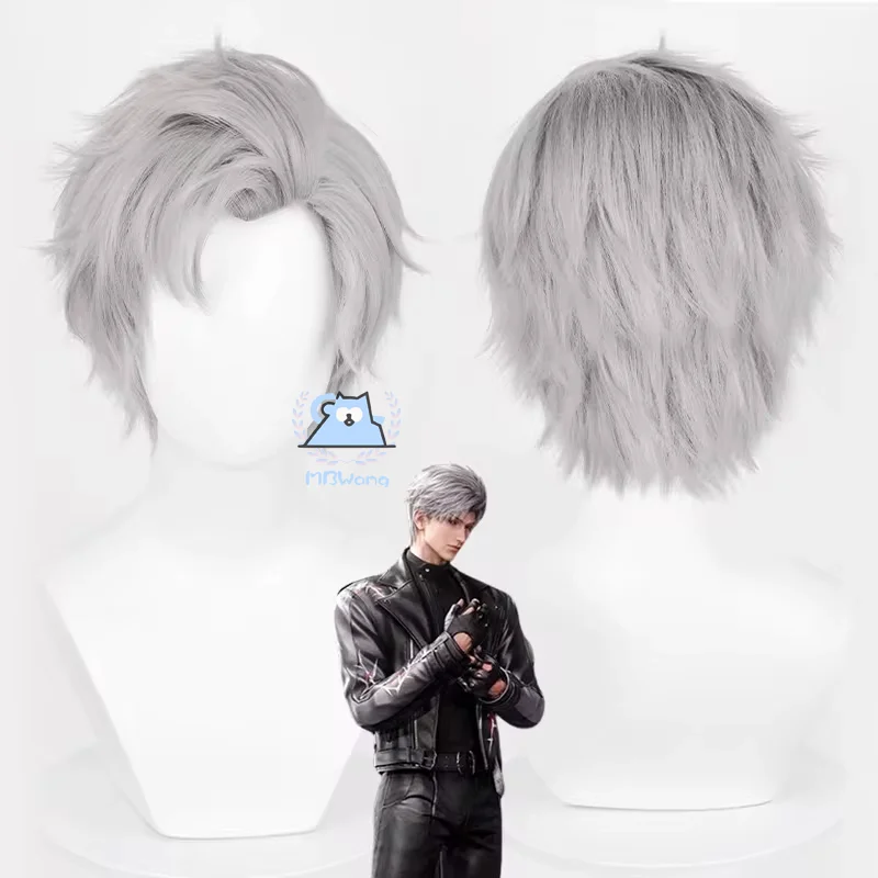 Peluca de Cosplay Game Love and Deepspace syllus, pelo corto gris plateado, N109 Zone, accesorios para fiesta de Halloween para mujeres y hombres