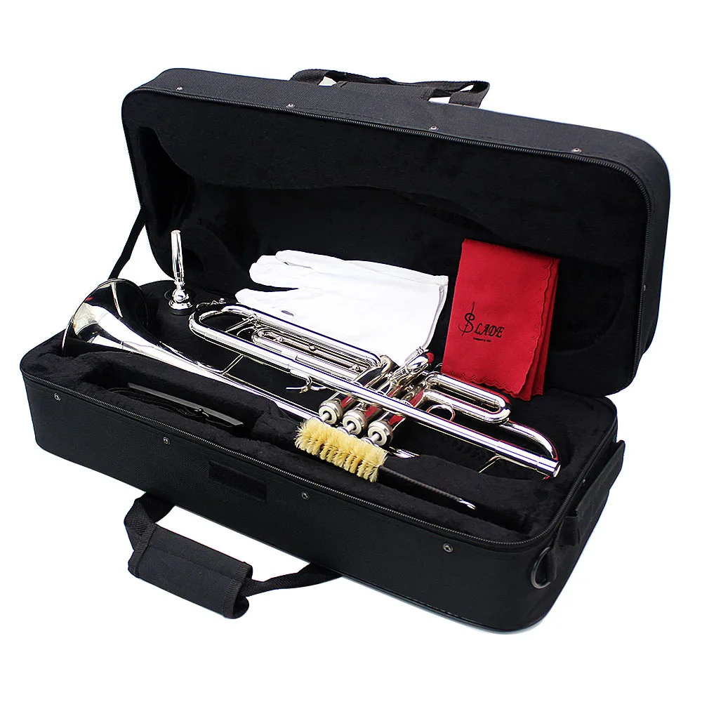 Silver Trumpet Bb Professional Brass Instrument Exquisite Trompete With Mouthpiece Strap Case Musical Instrument Accessories