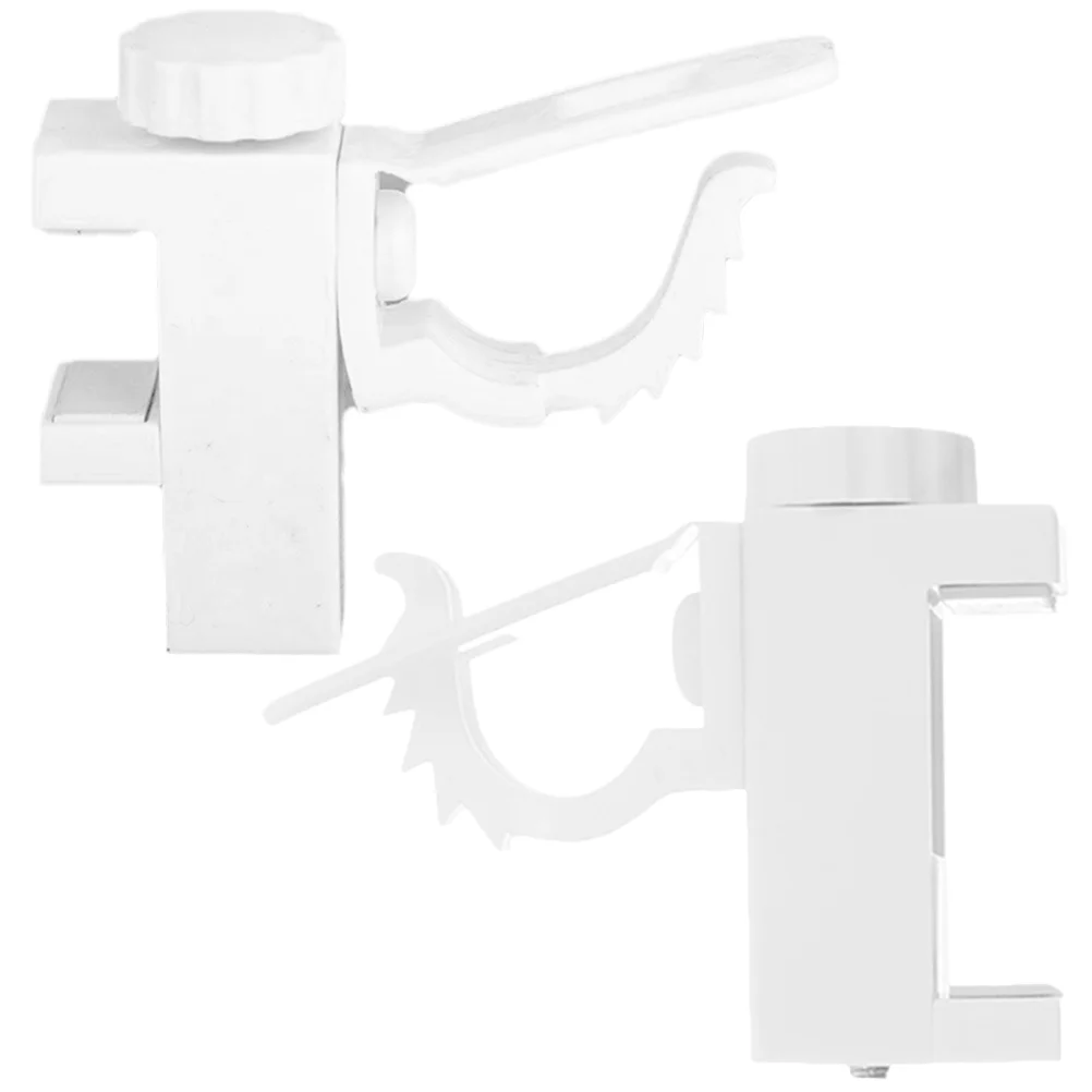 2 Pcs Clip-On Rod Bracket Curtain Hooks No Drill Self Adhesive Holders Screw Brackets Pp for Wall Closet