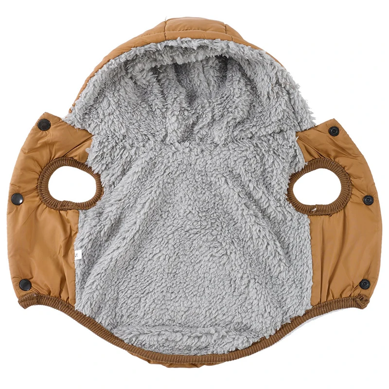 سميكة الدافئة الصوف معطف الكلب الشتاء مقنعين سترة صغيرة متوسطة الكلب جرو الملابس مع D-حلقة دافئ الصلصال الألماني سترة زي #5