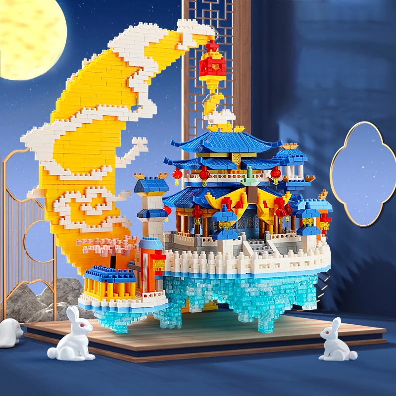 1852-Piece Guanghan Palace Adult Building Blocks High Difficulty Construction Series Assembly Educational Toy Ancient Architecture Moon Romantic